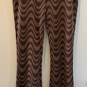 Brown Wave Pattern Women's Pants